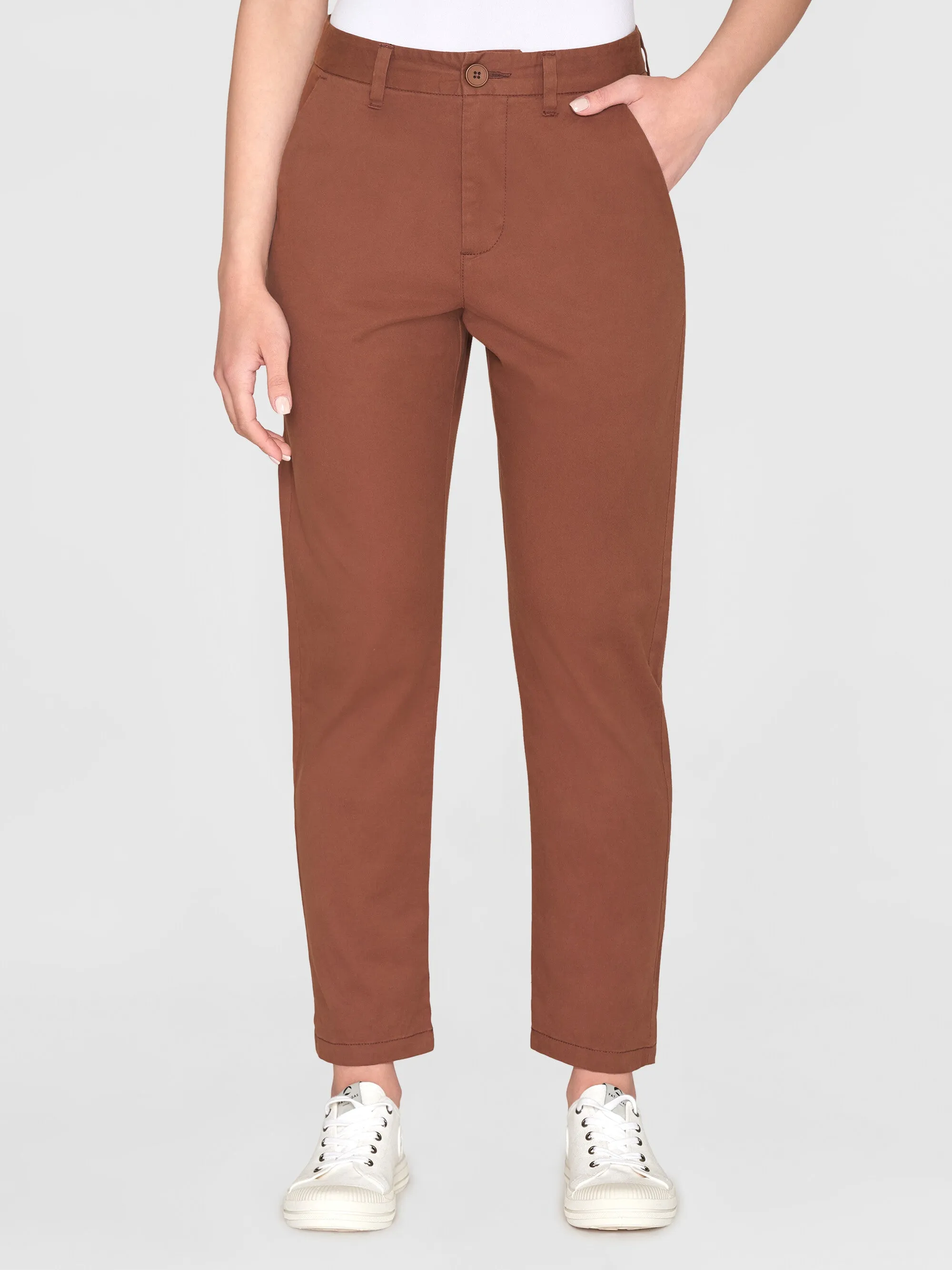 WILLOW regular cropped poplin chino - Tiramisu