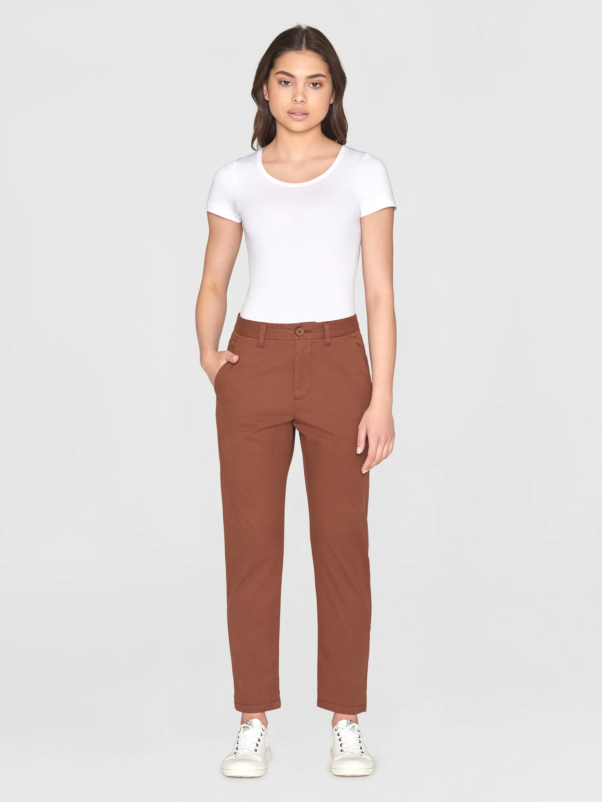 WILLOW regular cropped poplin chino - Tiramisu