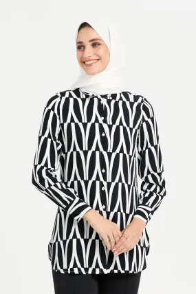 Women White And Black Shirt Tunic