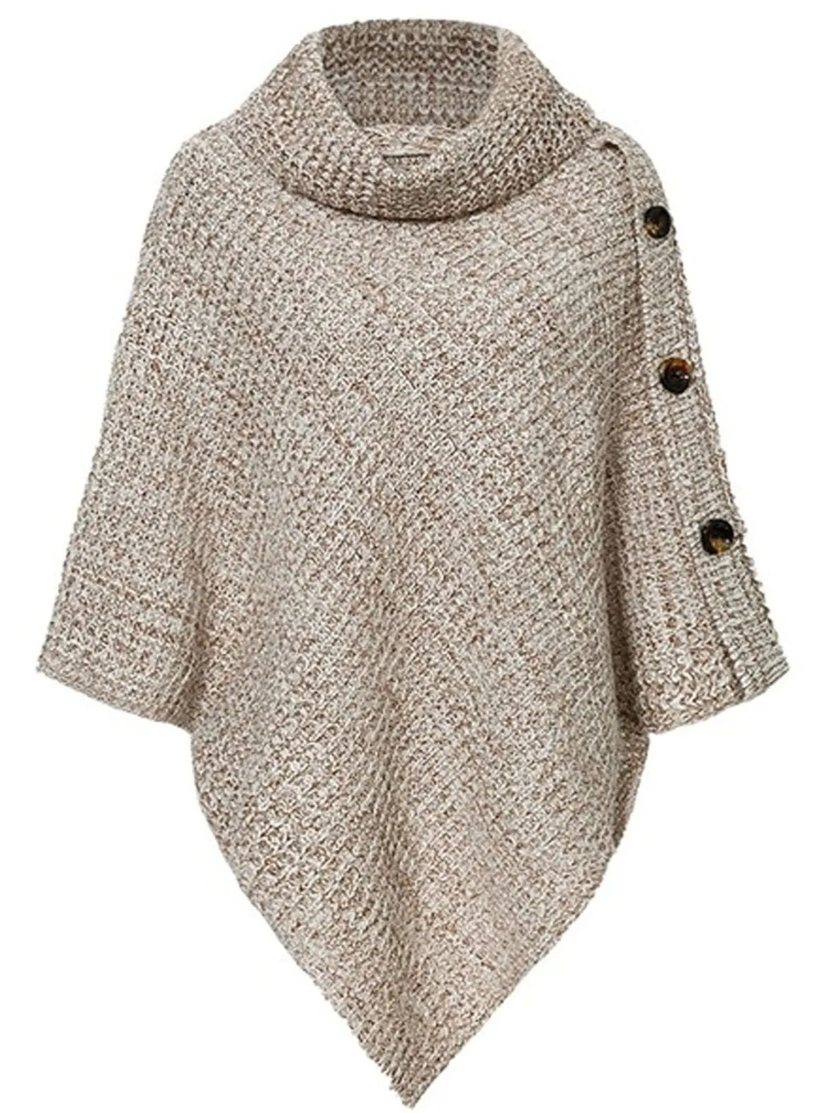 Women's Casual Knit Button Embellished Cloak Sweater