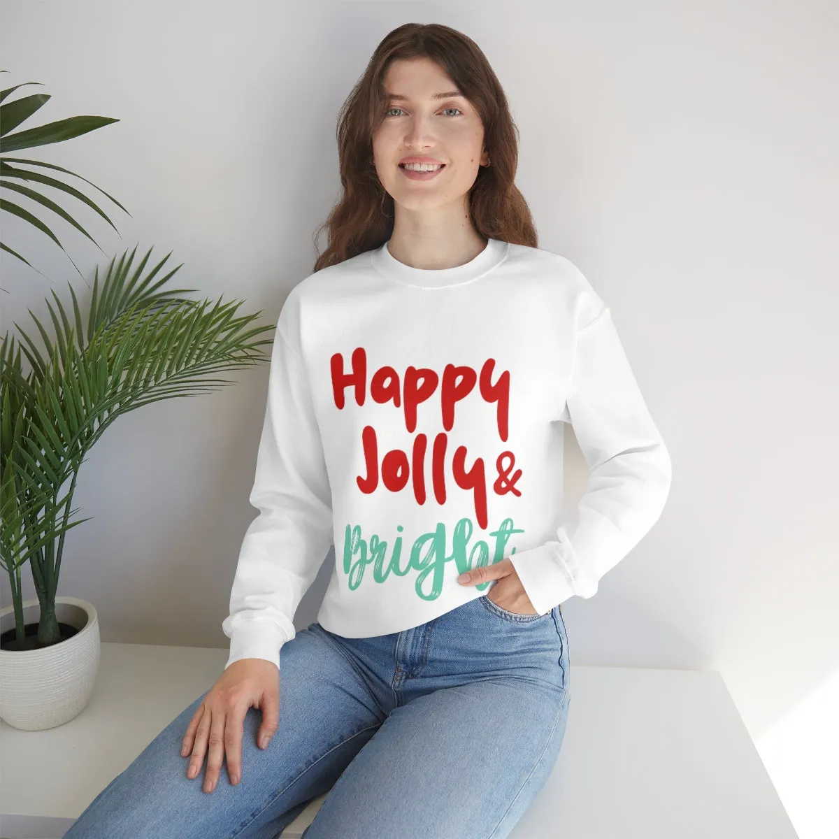 Womens Happy Jolly & Bright Sweatshirt