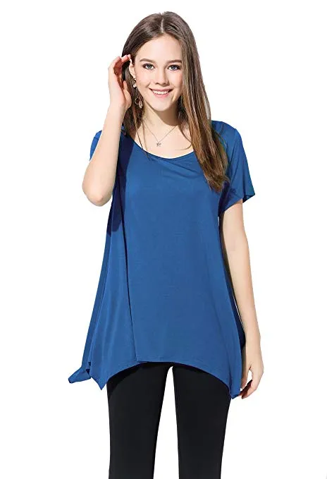 Womens Swing Tunic Tops Loose Fit Comfy Flattering T Shirt