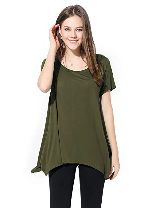 Womens Swing Tunic Tops Loose Fit Comfy Flattering T Shirt