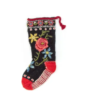 Wool Knit Stocking - Floral Spray